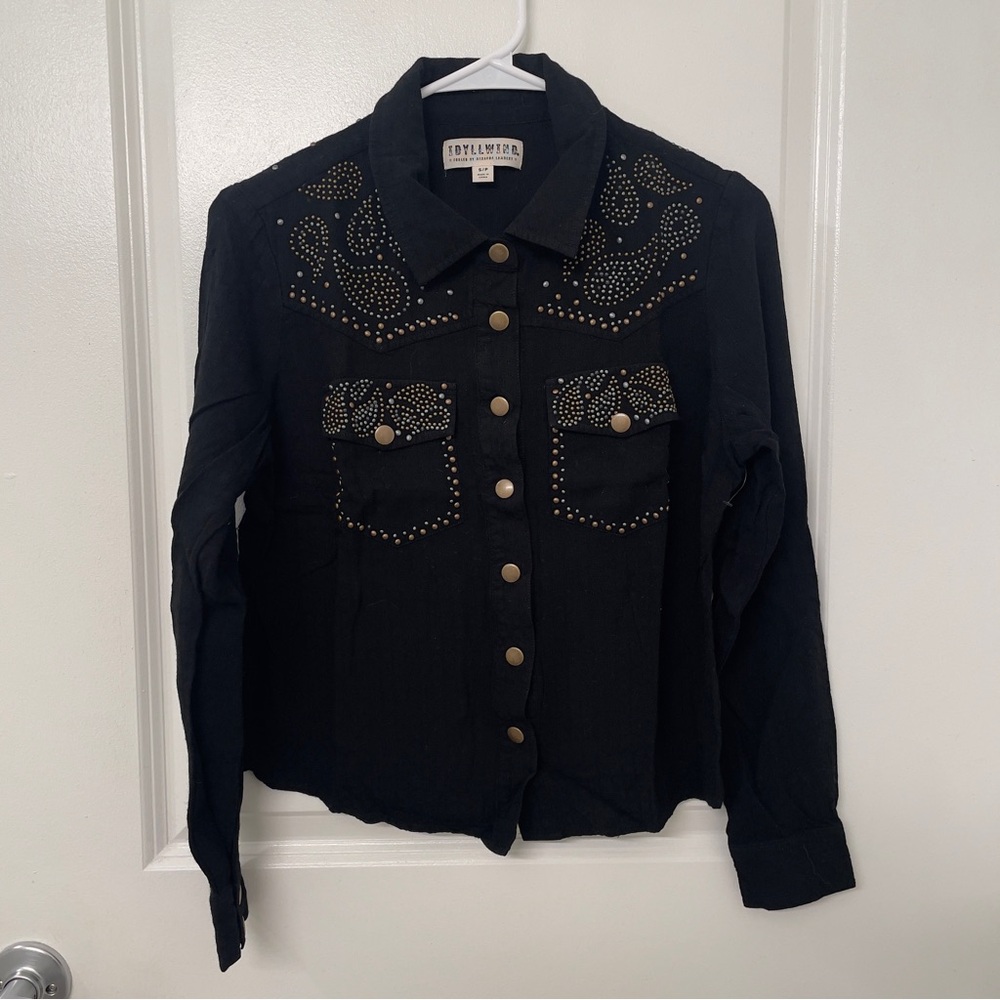 Black Studded Women's Top